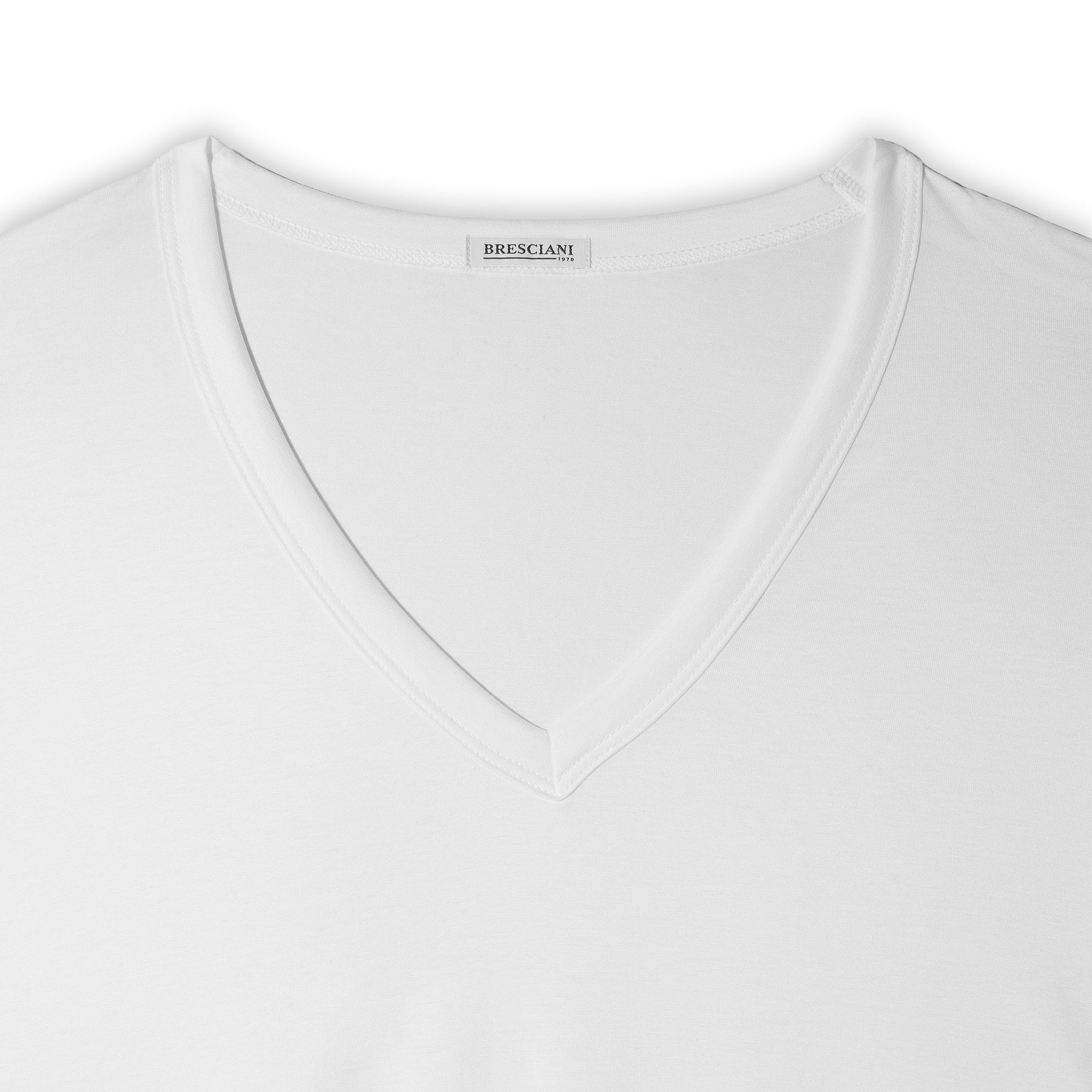 Bresciani 100% Sea Island Cotton White XL Knitted V-Neck T-shirt