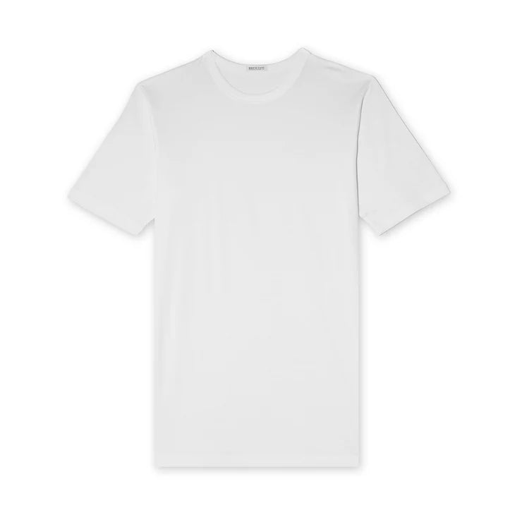 Bresciani 100% Sea Island Cotton White Knitted Round Neck T-shirt