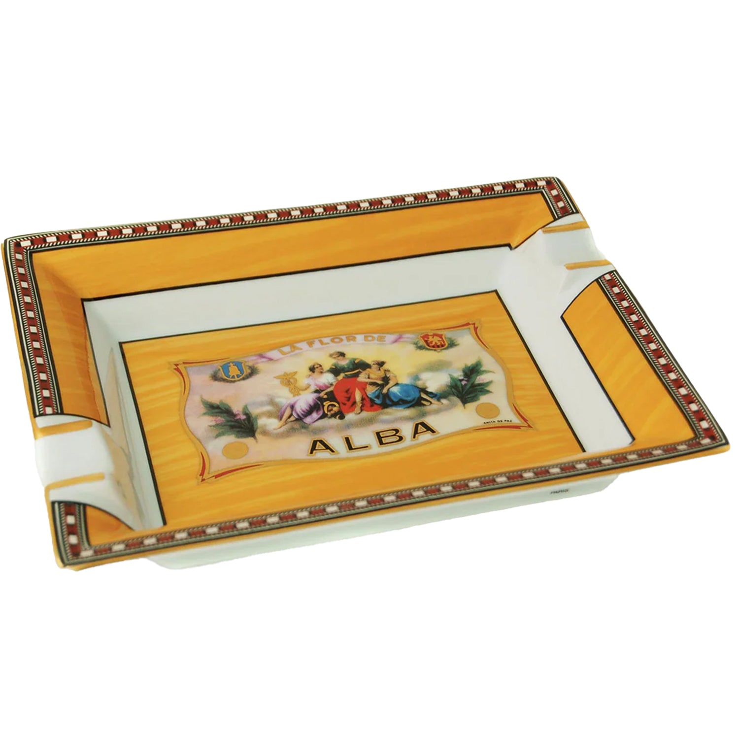 Elie Bleu Yellow Flor de Alba Porcelain Ashtray