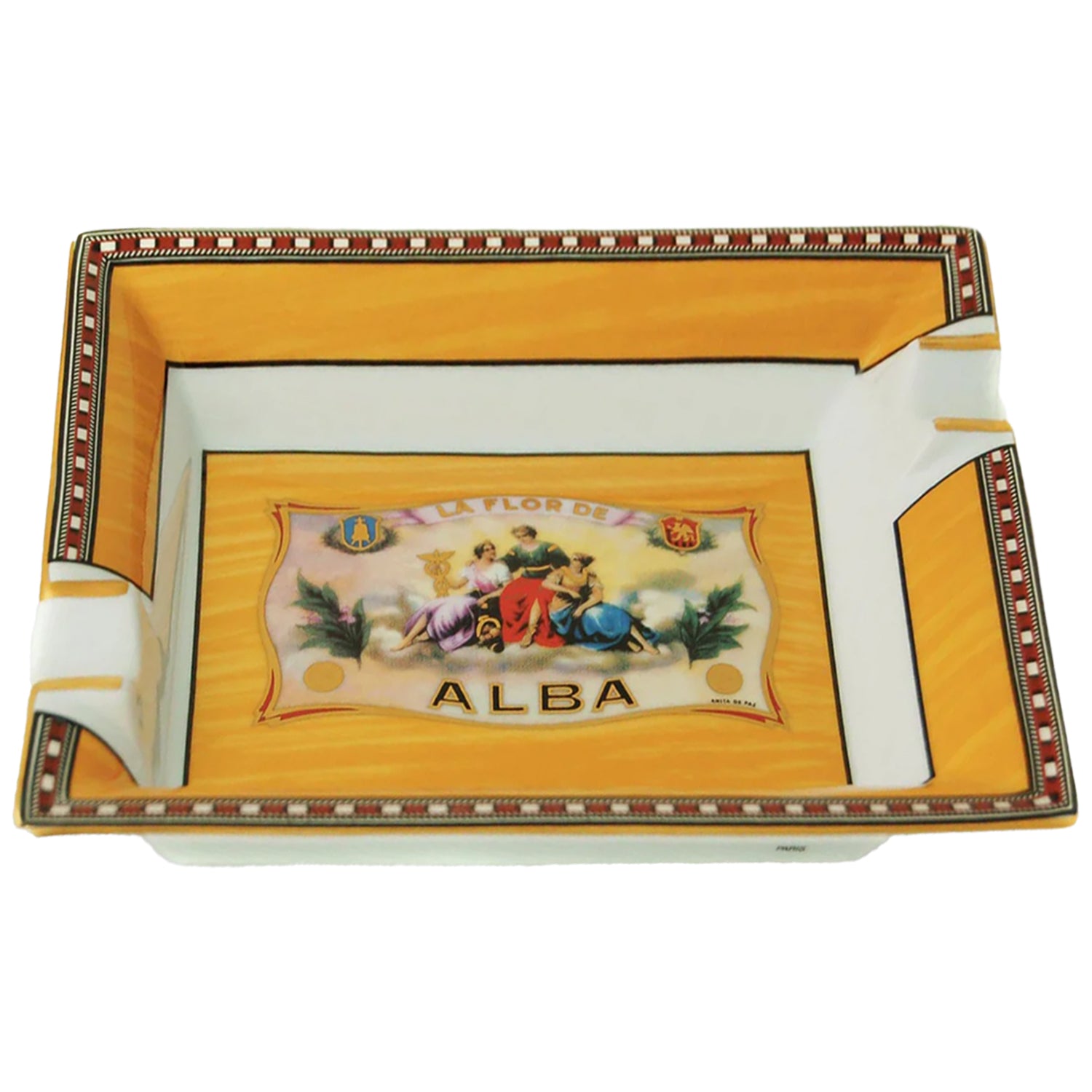 Elie Bleu Yellow Flor de Alba Porcelain Ashtray