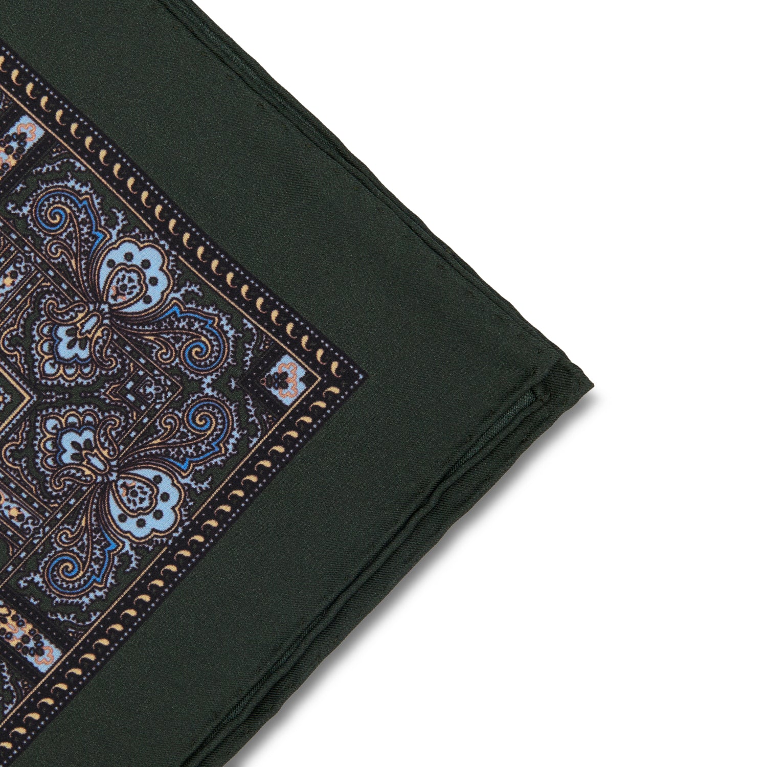Sovereign Grade 100% Silk Forest Green Repeating Floral Pocket Square