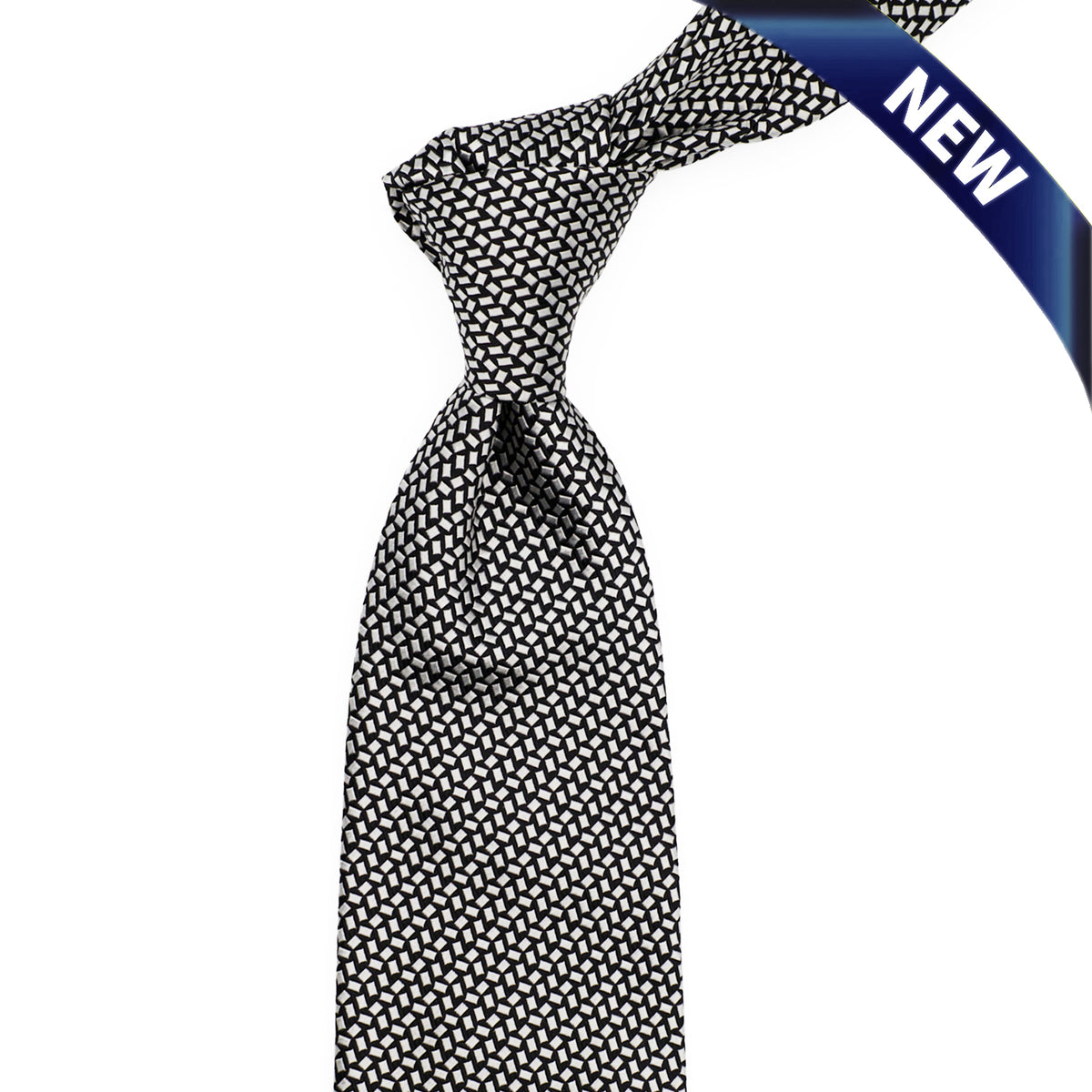 Sovereign Grade Black & Silver Repeating Rectangle Bodiam Archive Tie