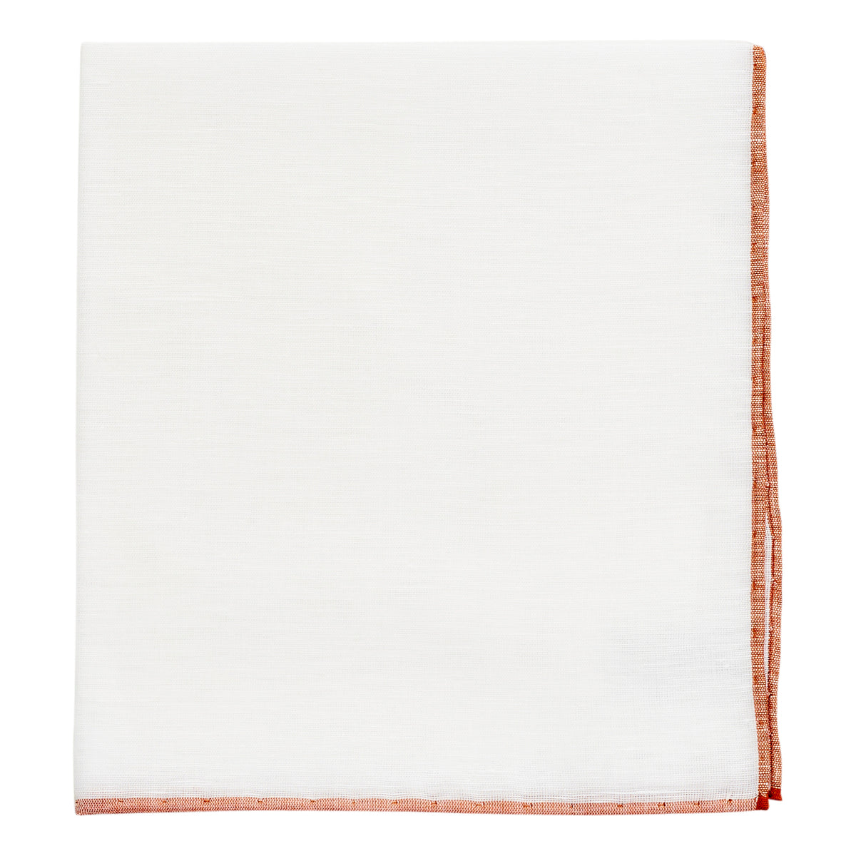 Simonnot Godard White Cotton/Linen with Caramel Border Pocket Square