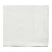 White cotton pocket square with subtle striped detailing along the edges and bottom border.