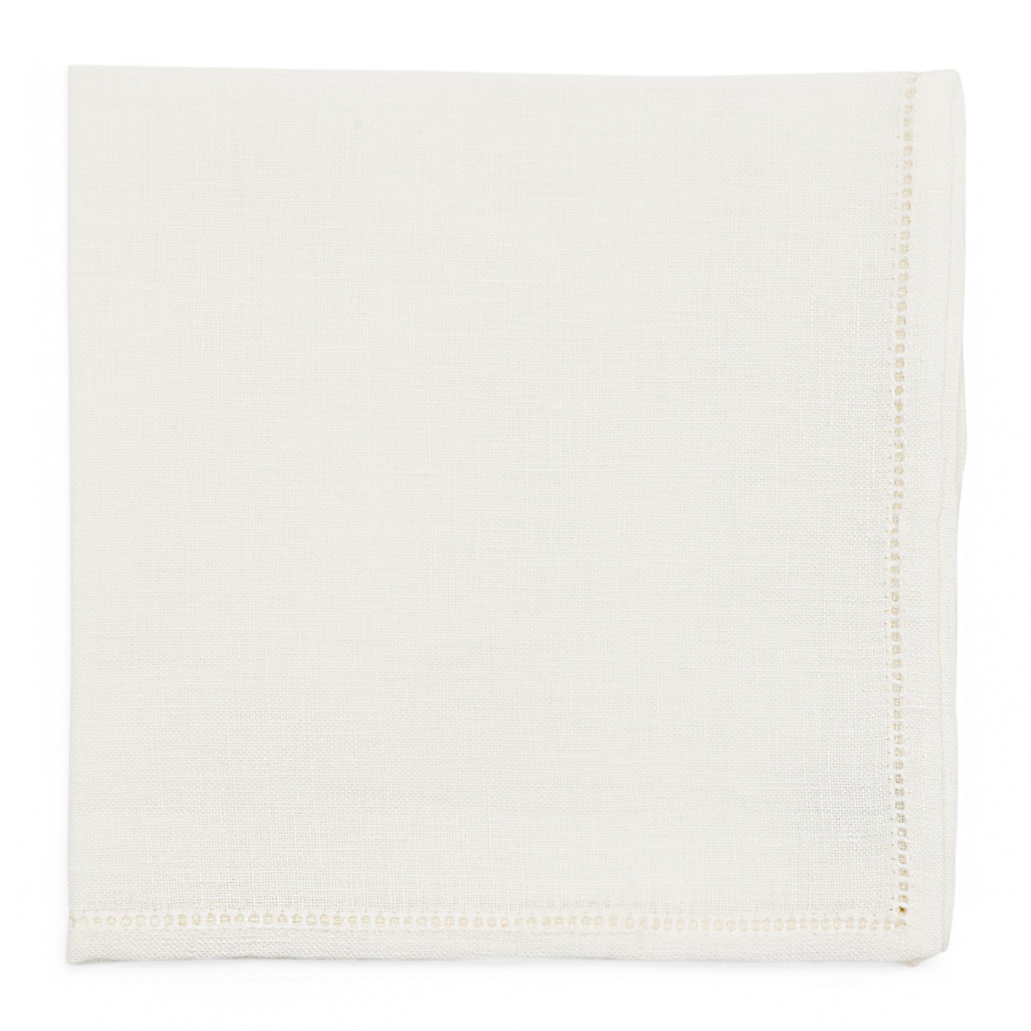 Simonnot Godard Jour Venise White 100% Hemstich Linen Pocket Square