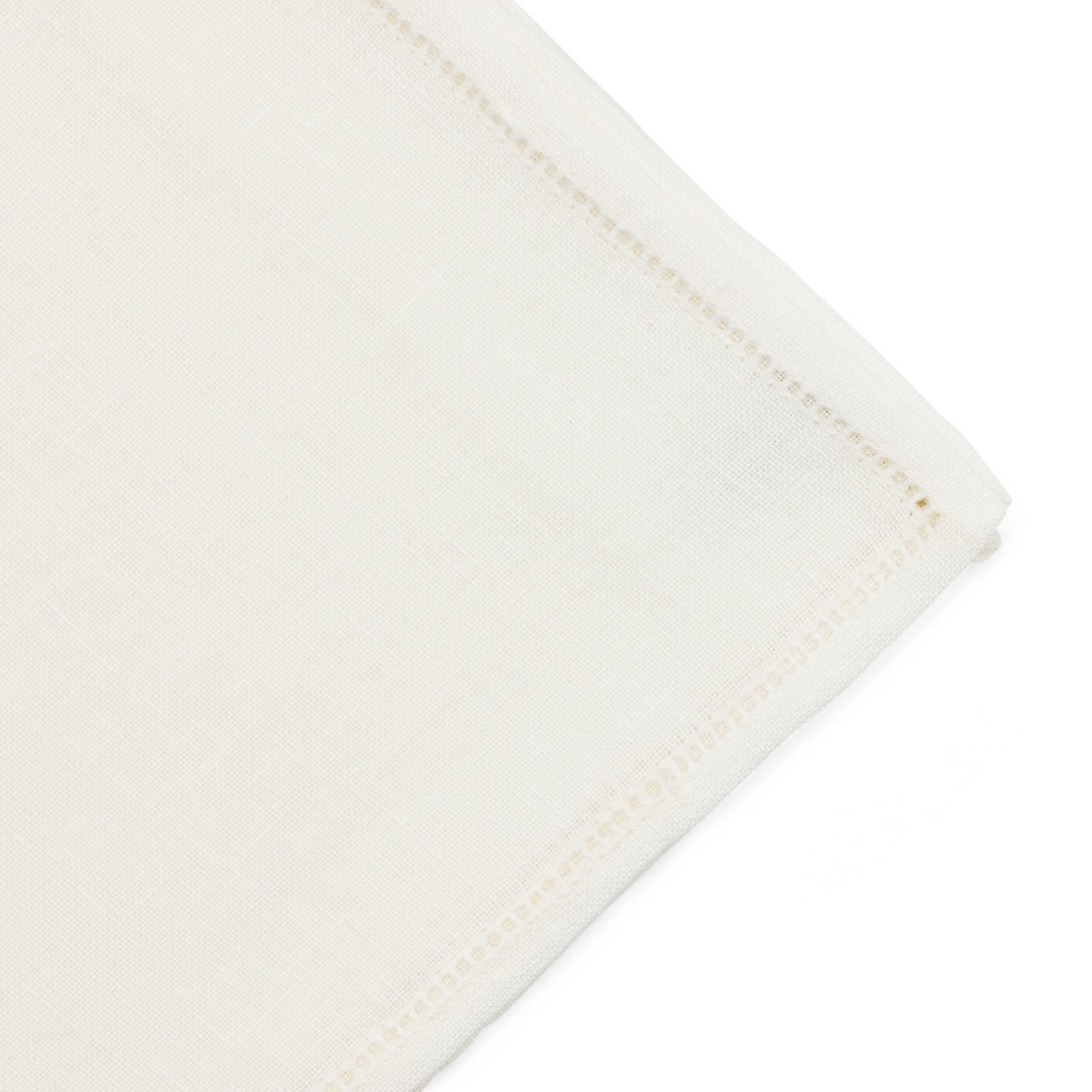 Simonnot Godard Jour Venise White 100% Hemstich Linen Pocket Square