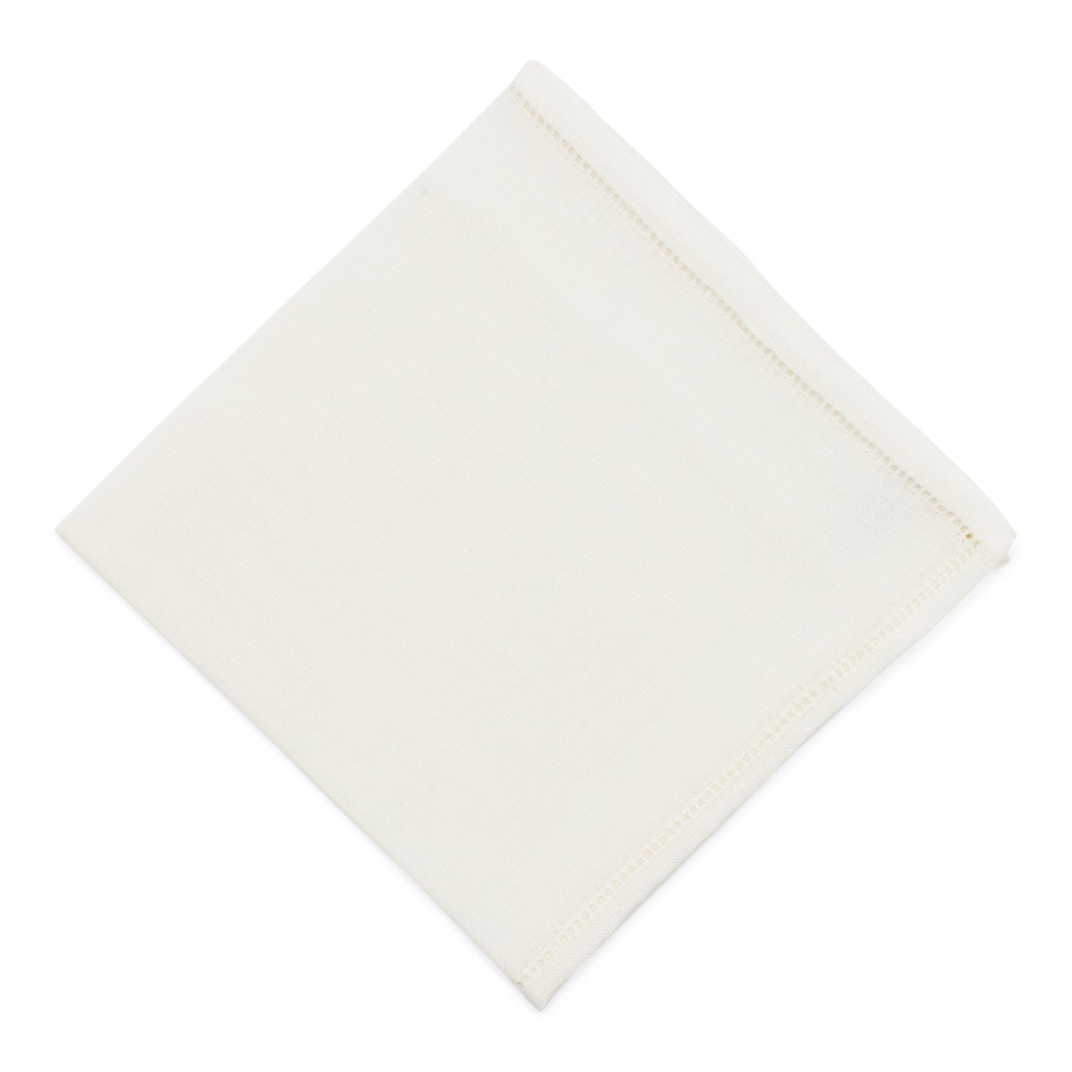 Simonnot Godard Jour Venise White 100% Hemstich Linen Pocket Square