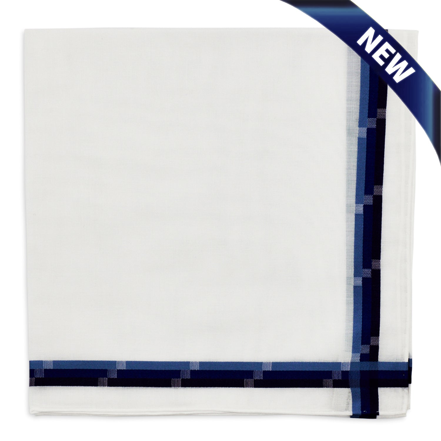Simonnot Godard Mondrian White & Navy Jacquard 100% Pocket Square