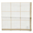 White and ivory satin pocket square with quadrille check pattern and tan border.
