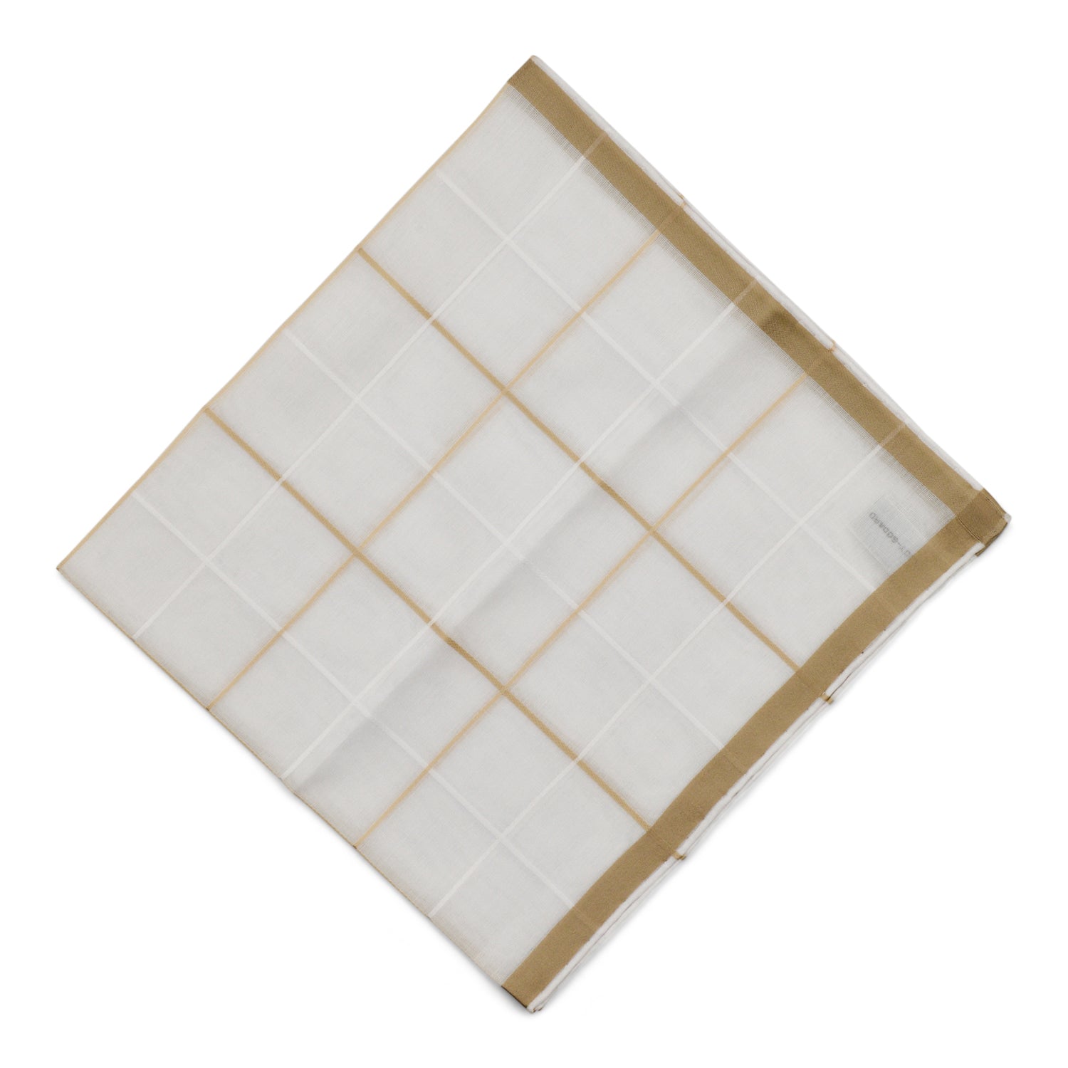 Simonnot Godard Quadrille White and Ivory Satin Check 100% Cotton Pocket Square