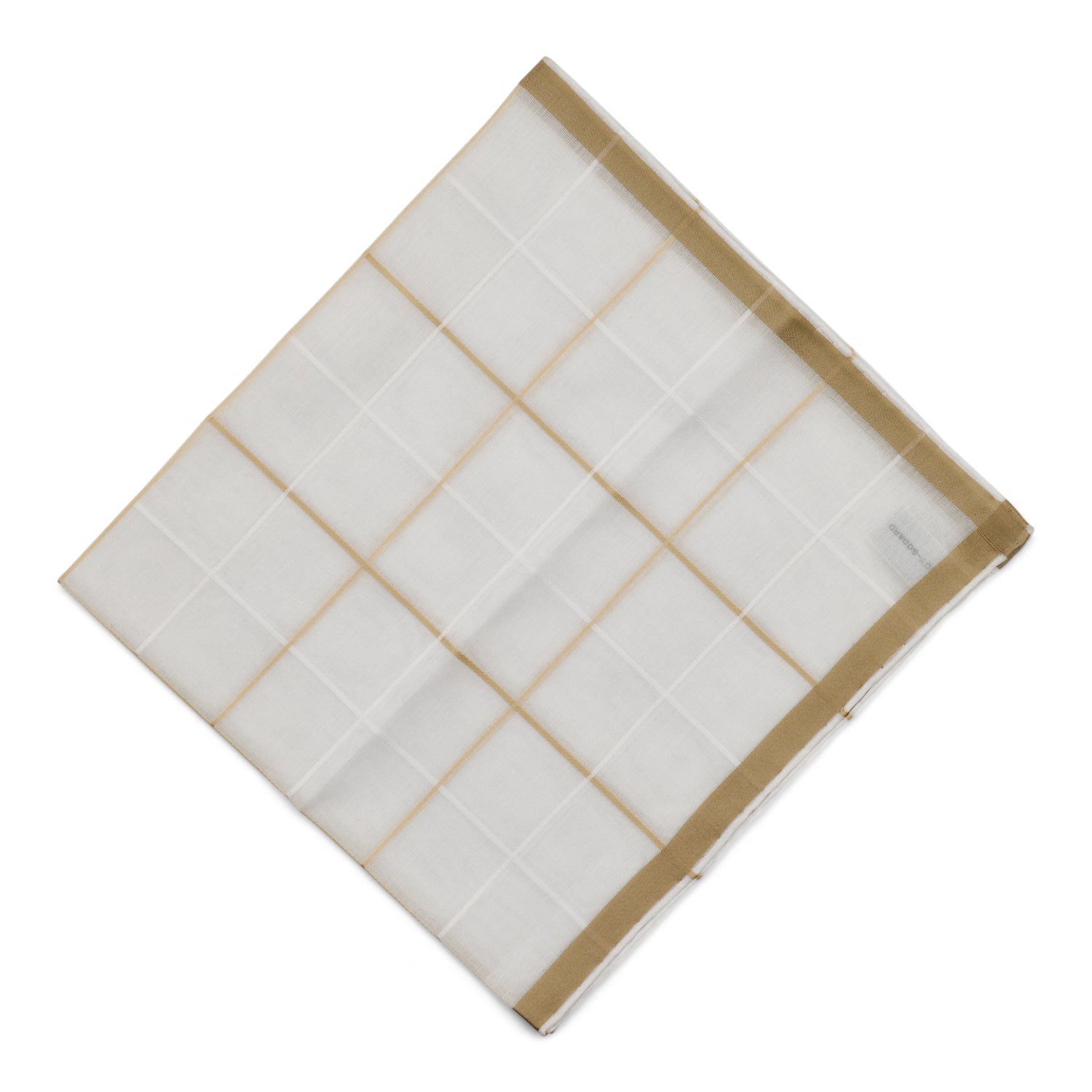 Simonnot Godard Quadrille White and Ivory Satin Check 100% Cotton Pocket Square