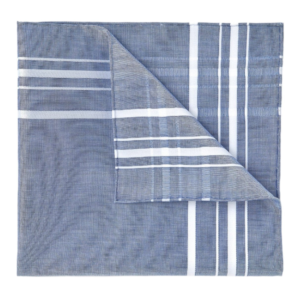 Simonnot Godard Blue & White Sonate Cotton Pocket Square