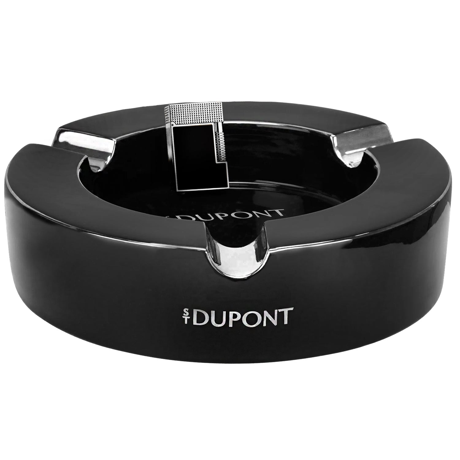 S.T. Dupont XL Black & Gunmetal Porcelain Cigar Ashtray