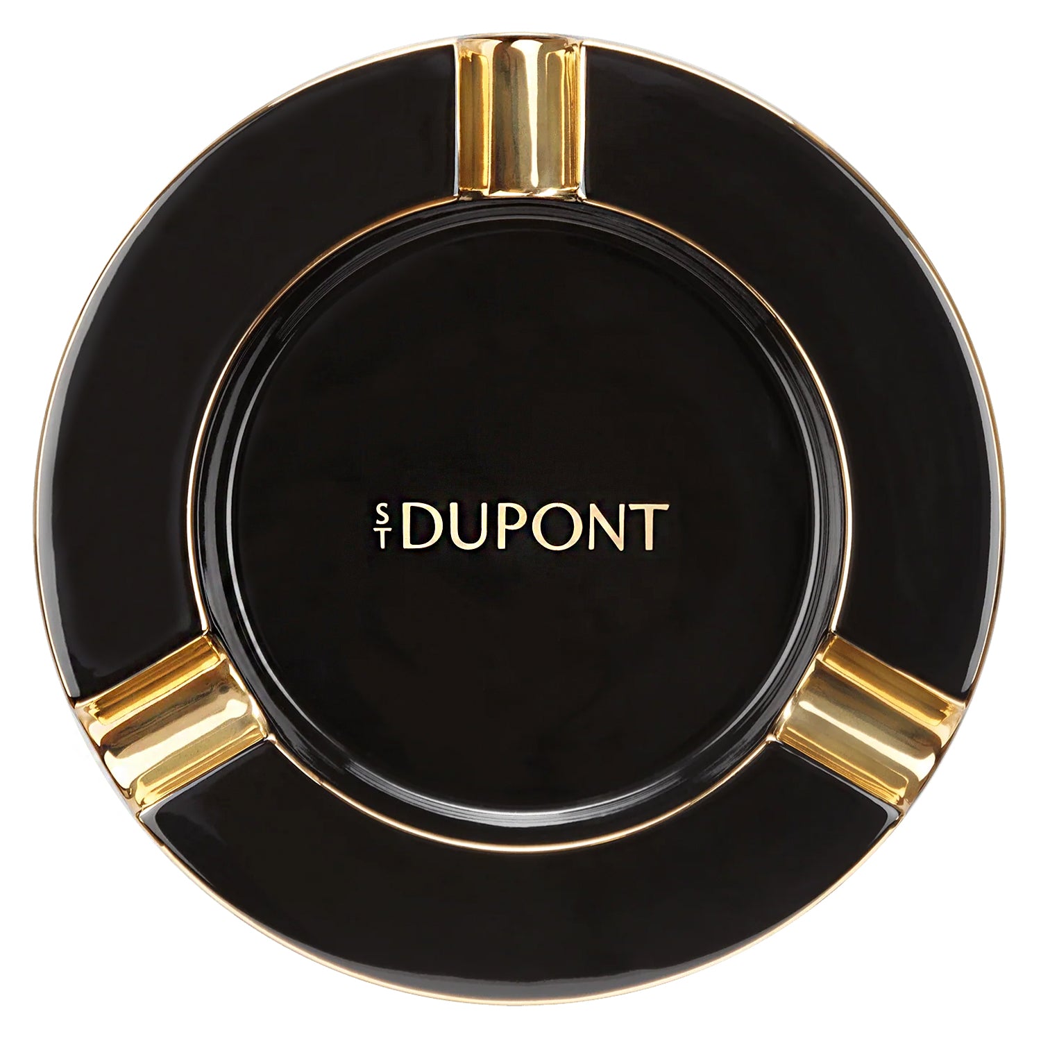 S.T. Dupont XL Black & Gold Porcelain Cigar Ashtray