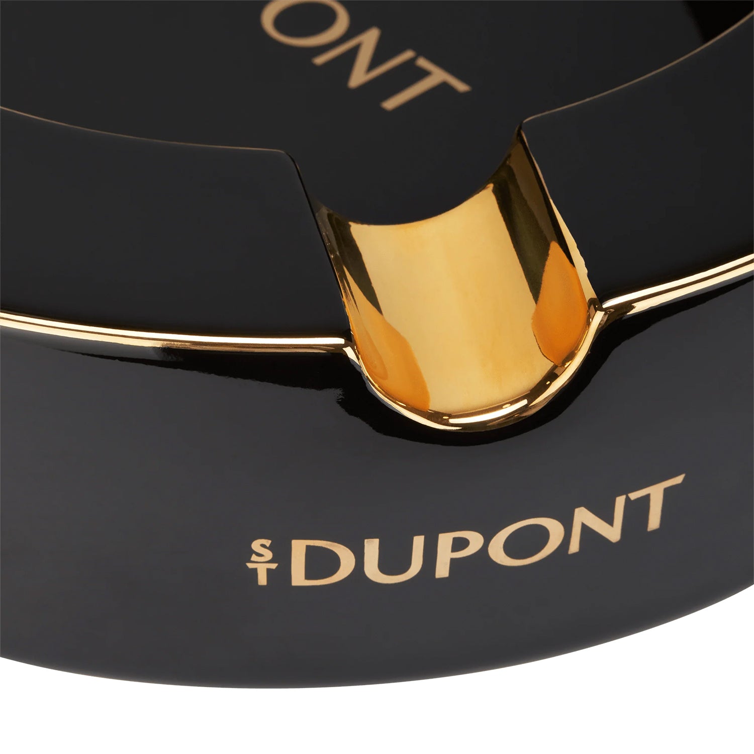 S.T. Dupont XL Black & Gold Porcelain Cigar Ashtray