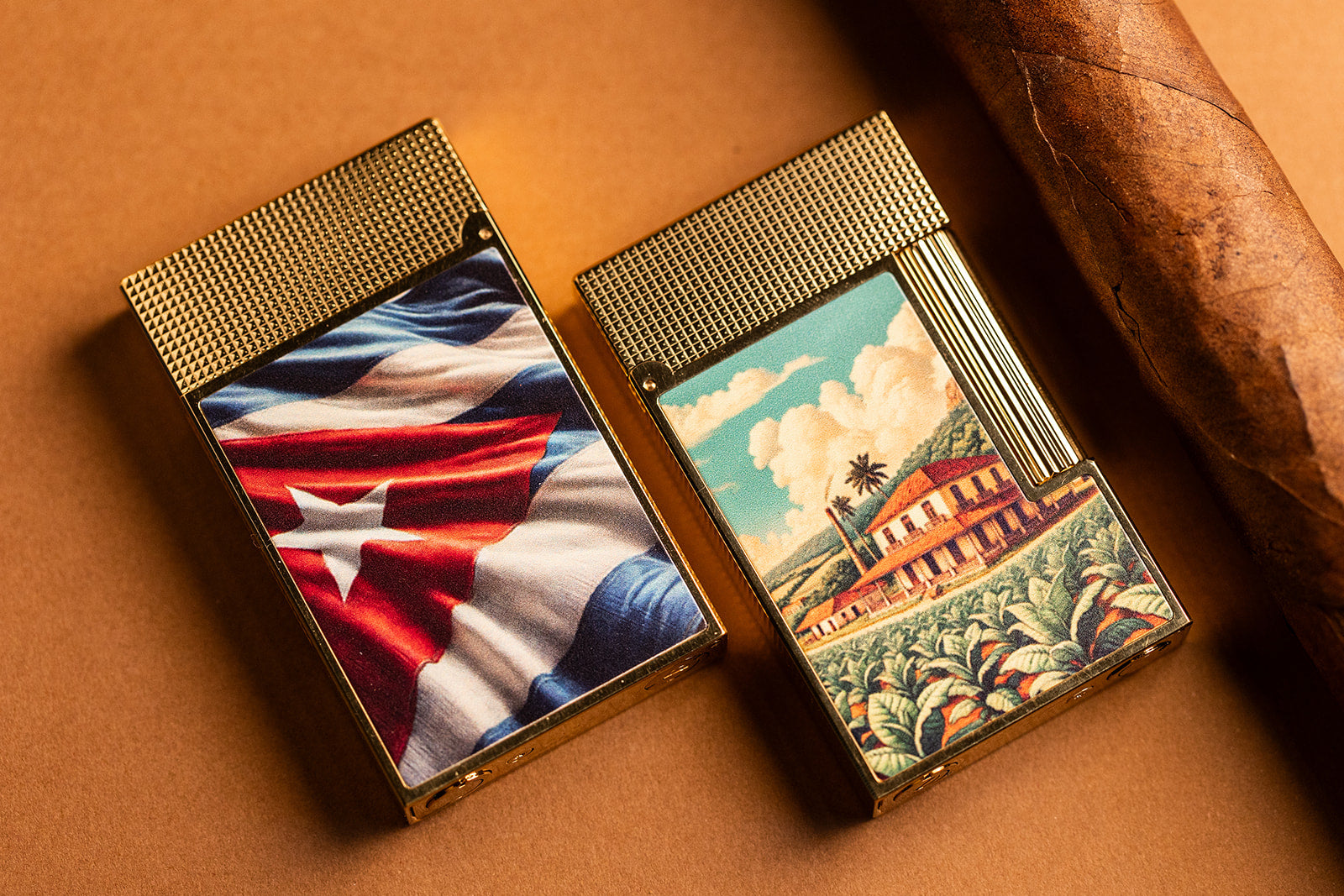 S.T. Dupont Line 2 Havana Dreams Tobacco Estate Gold Finish Lighter