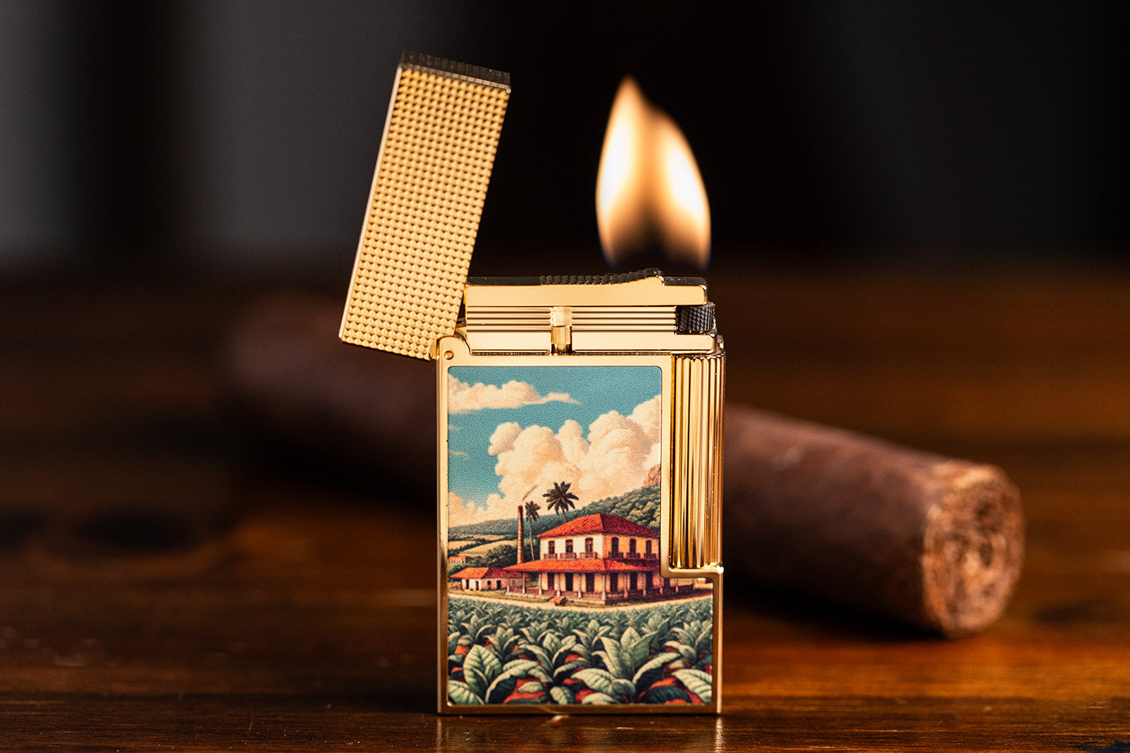 S.T. Dupont Line 2 Havana Dreams Tobacco Estate Gold Finish Lighter