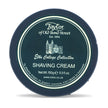 Dark blue shaving cream bowl with cream-colored label featuring Taylor of Old Bond Street branding and Eton College Collectio