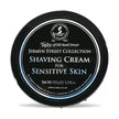 Black ceramic bowl with white and blue label for Taylor of Old Bond Street Jermyn Street shaving cream for sensitive skin, 15
