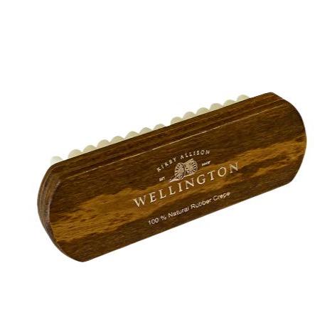 A KirbyAllison.com Wellington Crepe Brush for Suede and Nubuck wooden box.