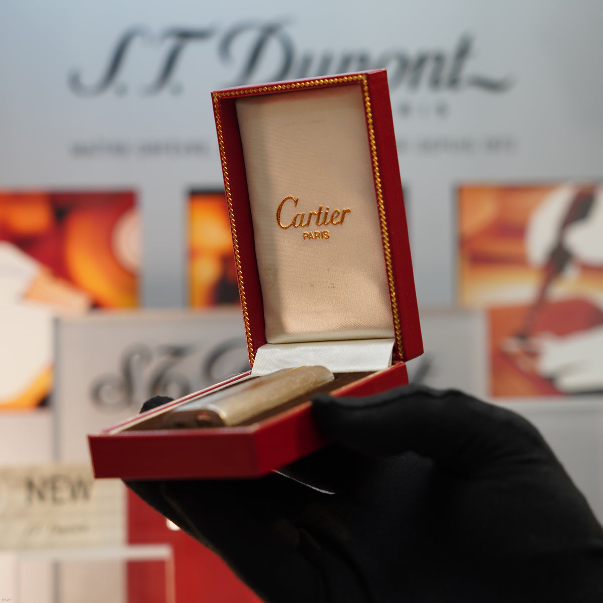 Vintage 1970 Cartier Must de Cartier Solid 925 Sterling Silver & 18K Trinity Gold Band Lighter – Mint Full Set