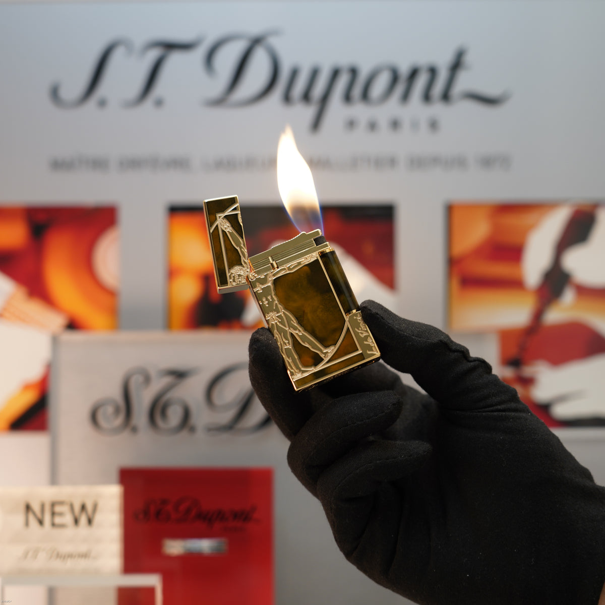 Vintage 2016 S.T. Dupont Ligne 2 Large “Vitruvian Man” Limited Edition Brown Chinese Lacquer Lighter – Leonardo da Vinci Full Set
