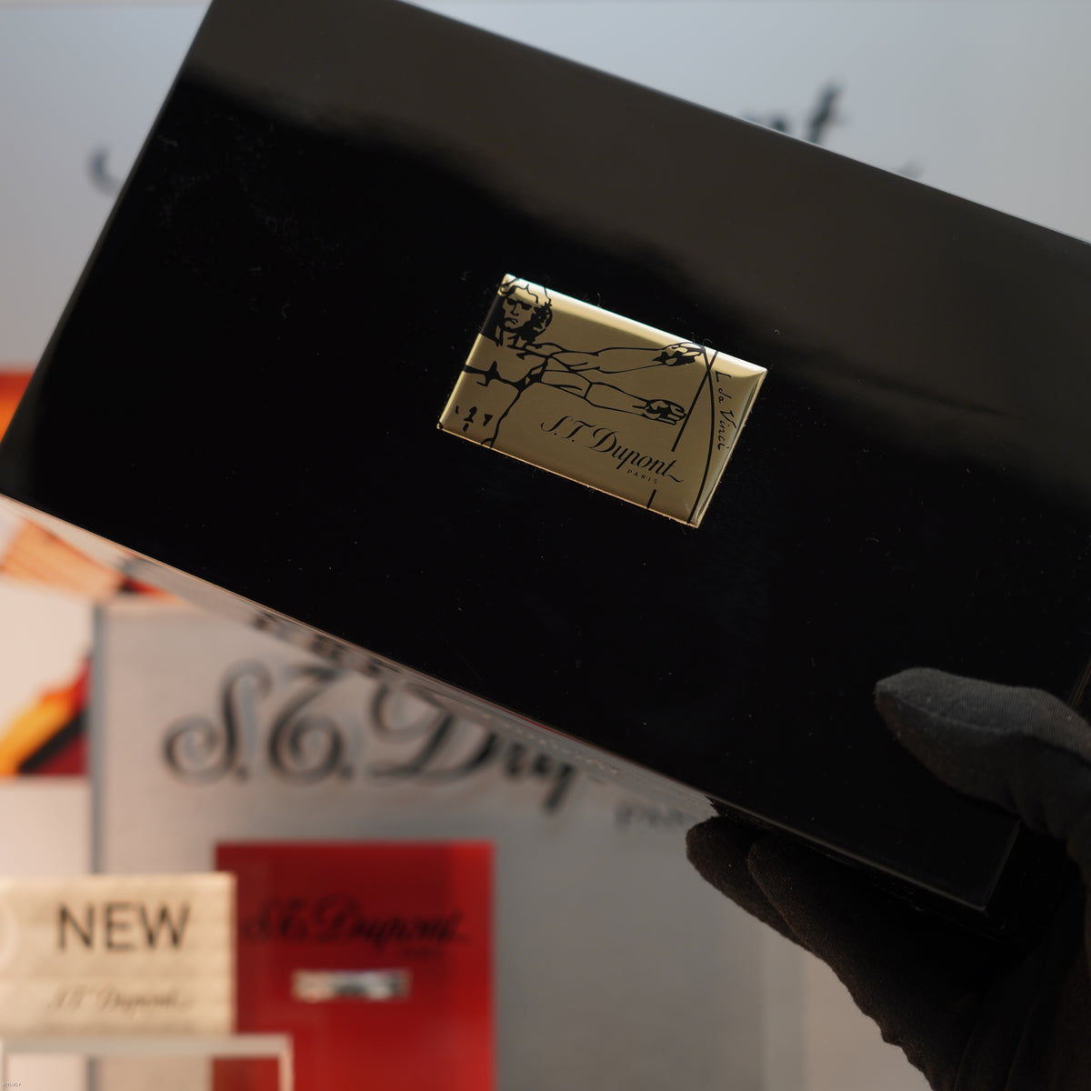 Vintage 2016 S.T. Dupont Ligne 2 Large “Vitruvian Man” Limited Edition Brown Chinese Lacquer Lighter – Leonardo da Vinci Full Set