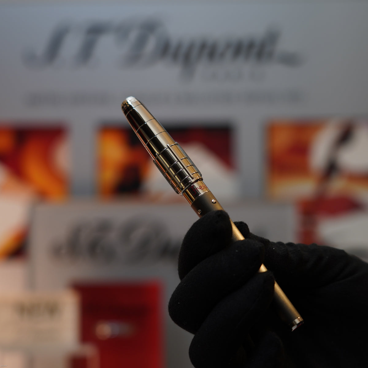 Vintage 2007 S.T. Dupont French Line Limited Edition Black Steel & Platinum Ligne 2 Large Lighter & Fountain Pen Set – Mint Full Set