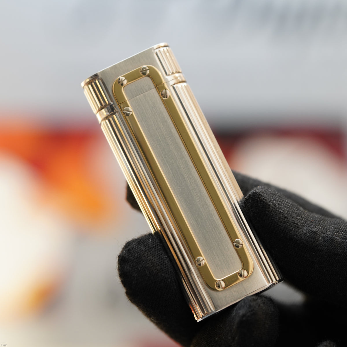 Vintage Early 1980s Cartier Santos Solid 925 Sterling Silver & Solid 18K Gold Lighter – Mint Full Set