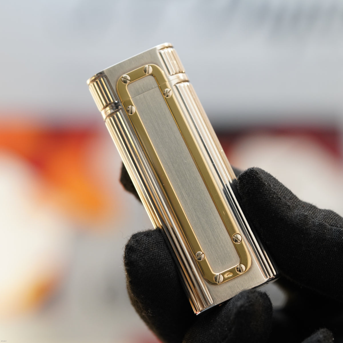 Vintage Early 1980s Cartier Santos Solid 925 Sterling Silver & Solid 18K Gold Lighter – Mint Full Set