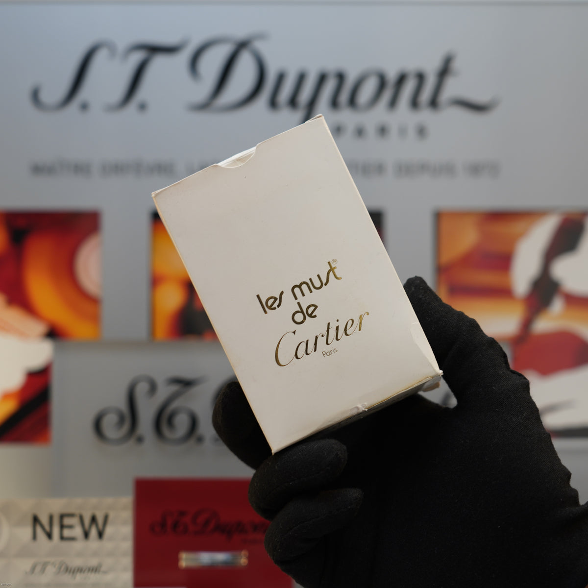 Vintage 1980 Cartier Santos Platinum Finish & 18K Trinity Gold Ring Lighter – NOS Sealed Full Set