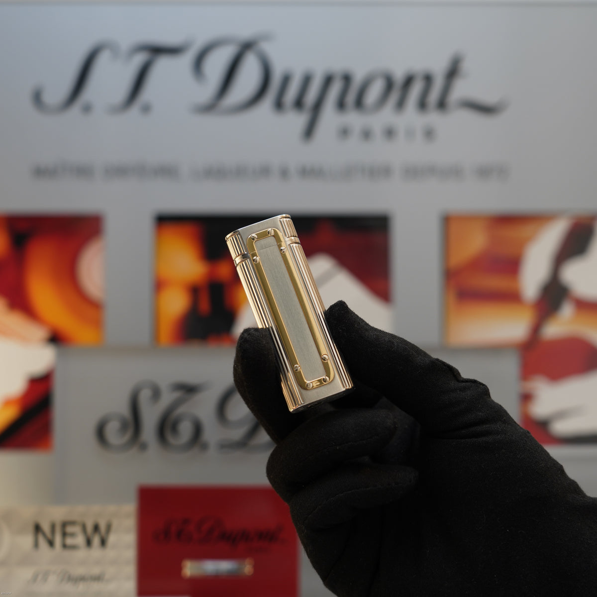 Vintage Early 1980s Cartier Santos Solid 925 Sterling Silver & Solid 18K Gold Lighter – Mint Full Set