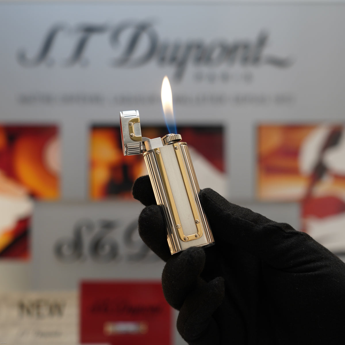 Vintage Early 1980s Cartier Santos Solid 925 Sterling Silver & Solid 18K Gold Lighter – Mint Full Set