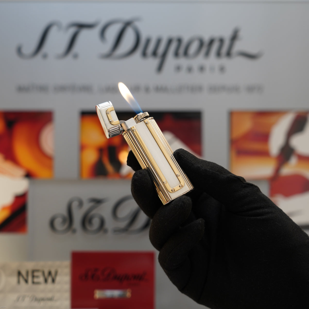 Vintage Early 1980s Cartier Santos Solid 925 Sterling Silver & Solid 18K Gold Lighter – Mint Full Set
