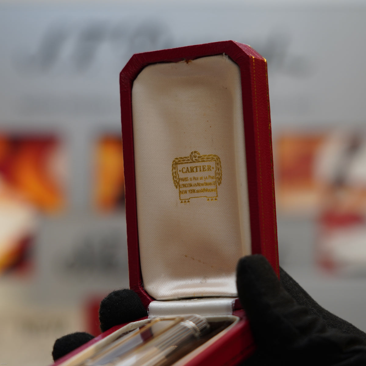 Vintage Early 1980s Cartier Santos Solid 925 Sterling Silver & Solid 18K Gold Lighter – Mint Full Set
