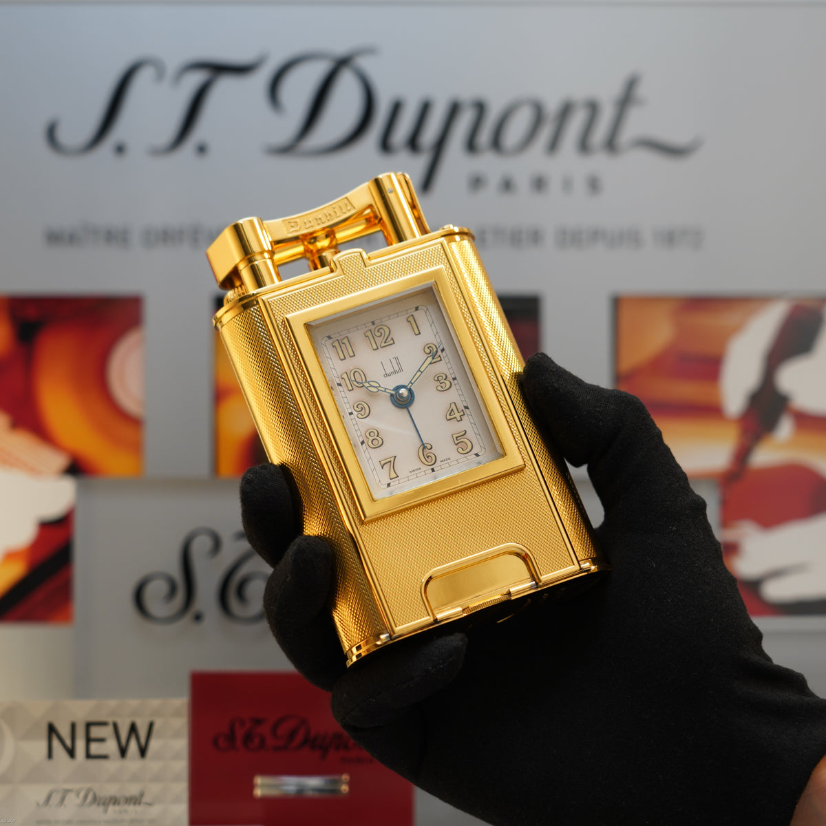 Vintage 1995 Dunhill Giant Table Lighter with Clock Heavy Gold Finish – Limited Edition No. 80 of 100