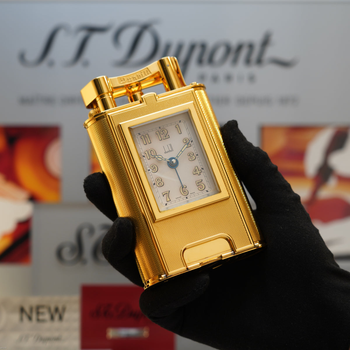 Vintage 1995 Dunhill Giant Table Lighter with Clock Heavy Gold Finish – Limited Edition No. 80 of 100