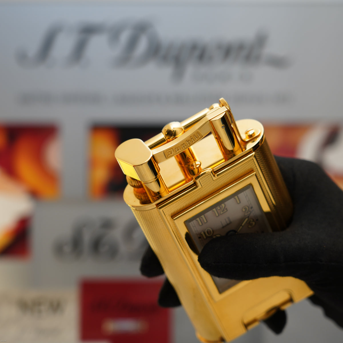 Vintage 1995 Dunhill Giant Table Lighter with Clock Heavy Gold Finish – Limited Edition No. 80 of 100