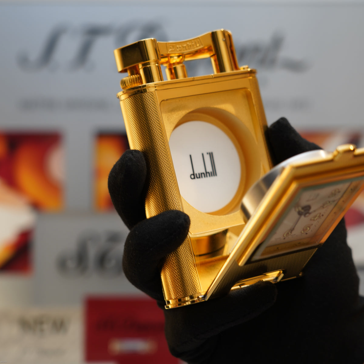 Vintage 1995 Dunhill Giant Table Lighter with Clock Heavy Gold Finish – Limited Edition No. 80 of 100