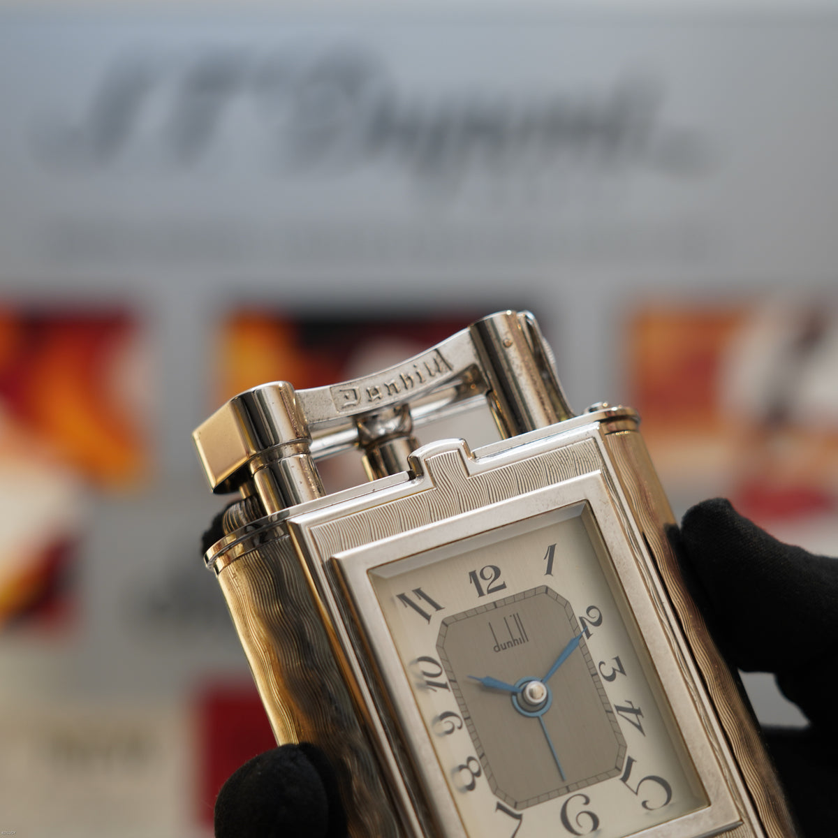 Vintage 1995 Dunhill Giant Charleston Palladium Finish Table Lighter with Clock – Limited Edition No. 194 of 200