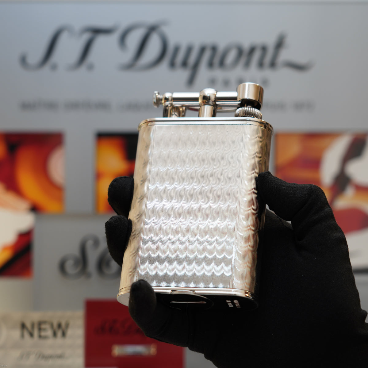 Vintage 1995 Dunhill Giant Charleston Palladium Finish Table Lighter with Clock – Limited Edition No. 194 of 200