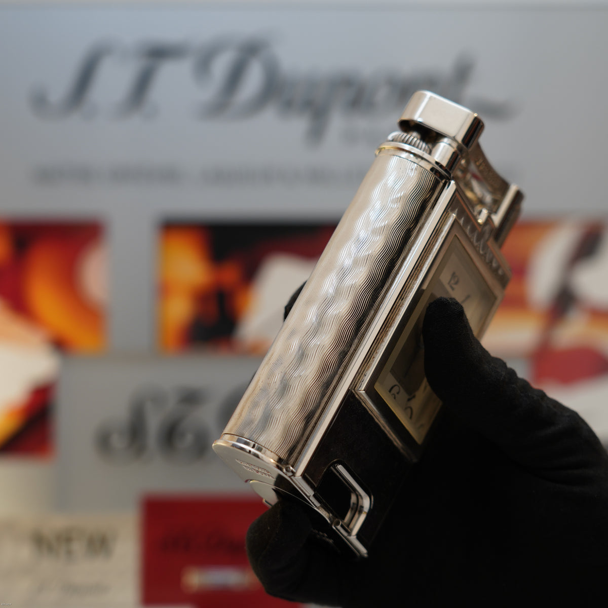 Vintage 1995 Dunhill Giant Charleston Palladium Finish Table Lighter with Clock – Limited Edition No. 194 of 200
