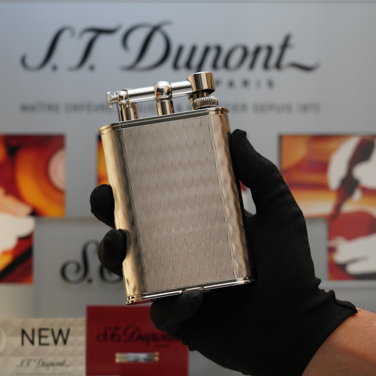 Vintage 1995 Dunhill Giant Charleston Palladium Finish Table Lighter with Clock – Limited Edition No. 194 of 200