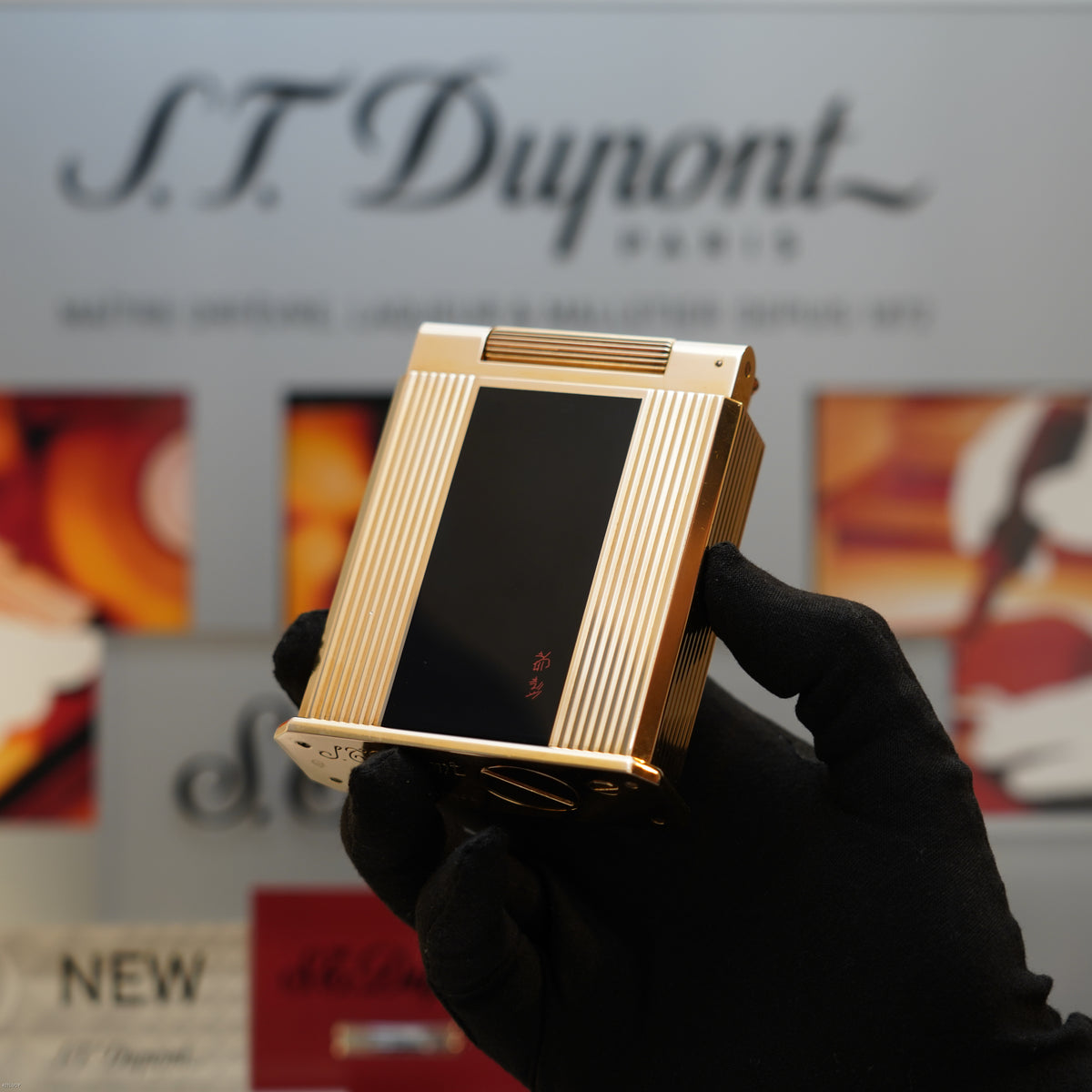 Vintage 1940 S.T. Dupont Jeroboam 18K Gold Finish & Black Lacquer Table Lighter – Benzine Fuel – Rare Collector’s Piece