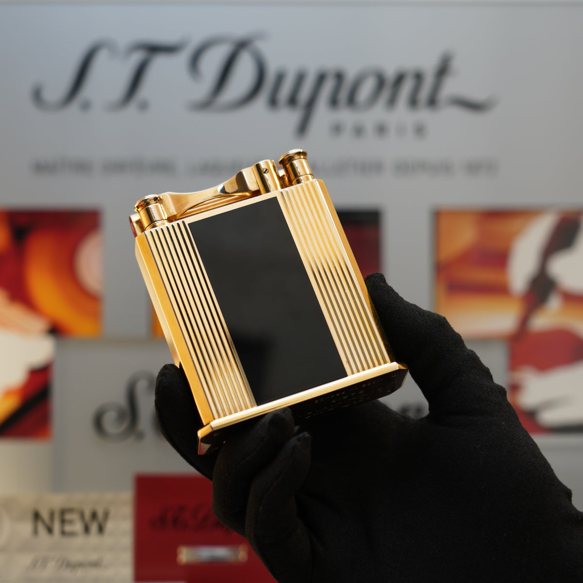 Vintage 1940 S.T. Dupont Jeroboam 18K Gold Finish & Black Lacquer Table Lighter – Benzine Fuel – Rare Collector’s Piece