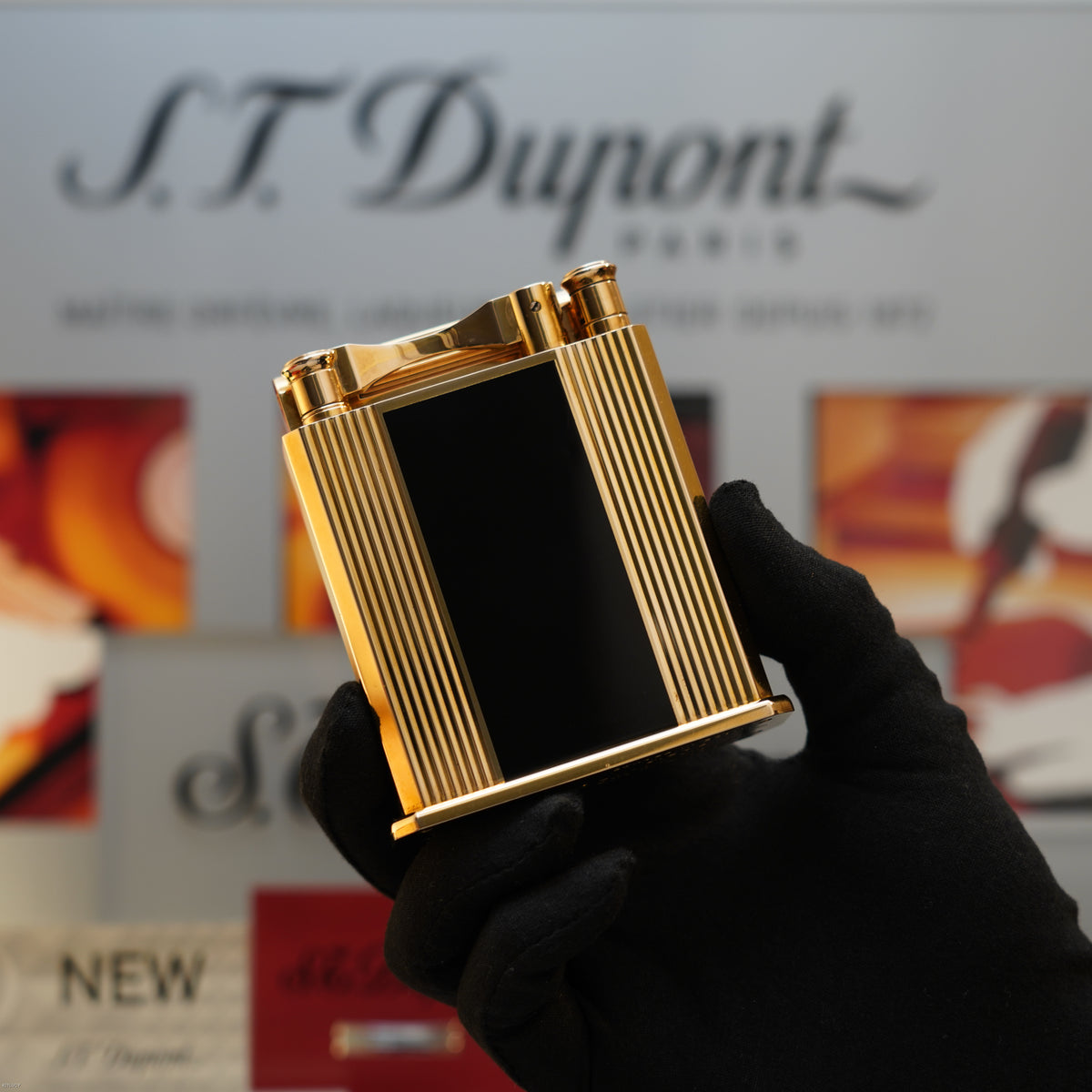 Vintage 1940 S.T. Dupont Jeroboam 18K Gold Finish & Black Lacquer Table Lighter – Benzine Fuel – Rare Collector’s Piece