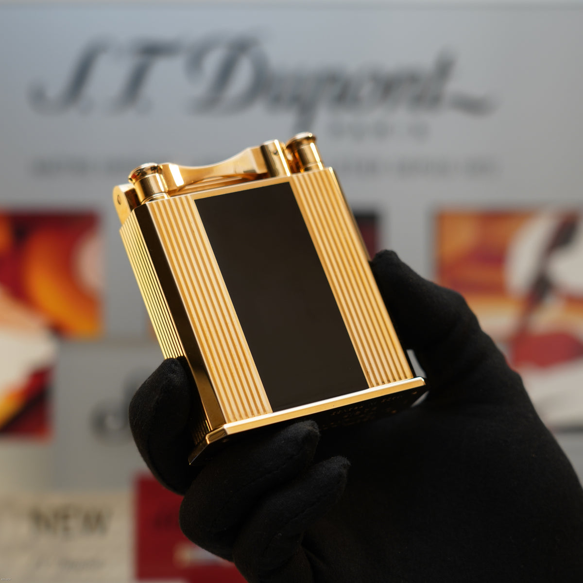 Vintage 1940 S.T. Dupont Jeroboam 18K Gold Finish & Black Lacquer Table Lighter – Benzine Fuel – Rare Collector’s Piece