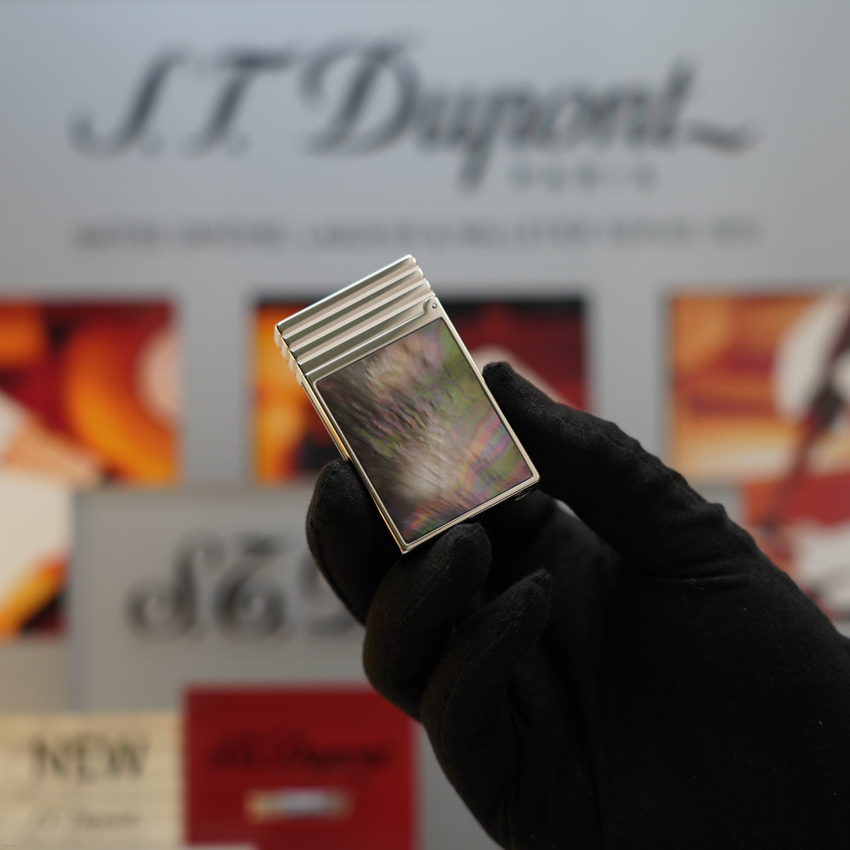 Vintage 1999 S.T. Dupont Limited Edition Mother-of-Pearl Heavy Platinum Ligne 2 Large Lighter – Full Set
