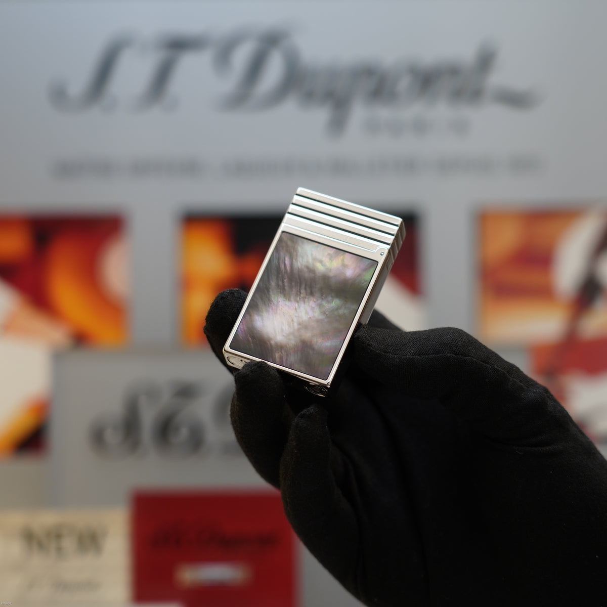Vintage 1999 S.T. Dupont Limited Edition Mother-of-Pearl Heavy Platinum Ligne 2 Large Lighter – Full Set