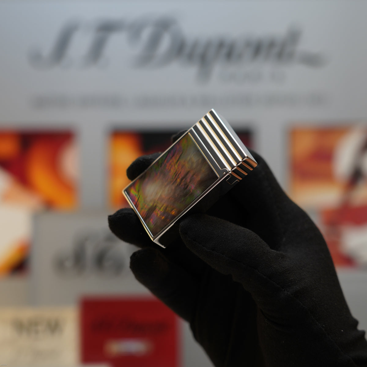 Vintage 1999 S.T. Dupont Limited Edition Mother-of-Pearl Heavy Platinum Ligne 2 Large Lighter – Full Set